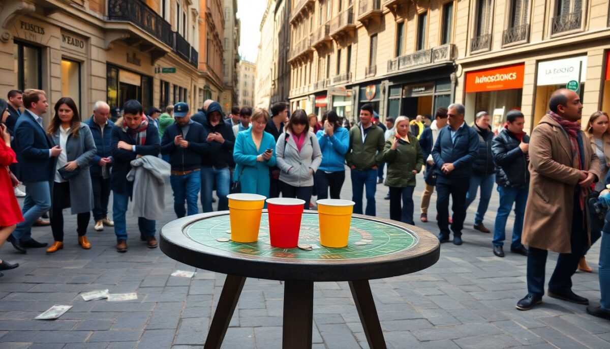 Svela la truffa delle tre coppette nel centro di Milano