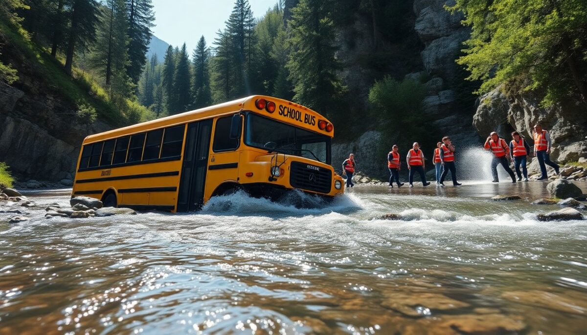 Scuolabus in Valtellina: incidenti lievi dopo l’uscita di strada nel torrente