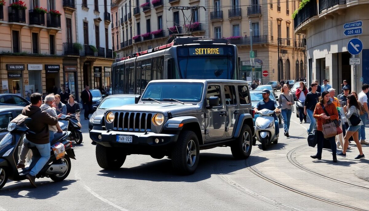 Jeep Mal Parcheggiata Causa Ingorgo Stradale a Milano