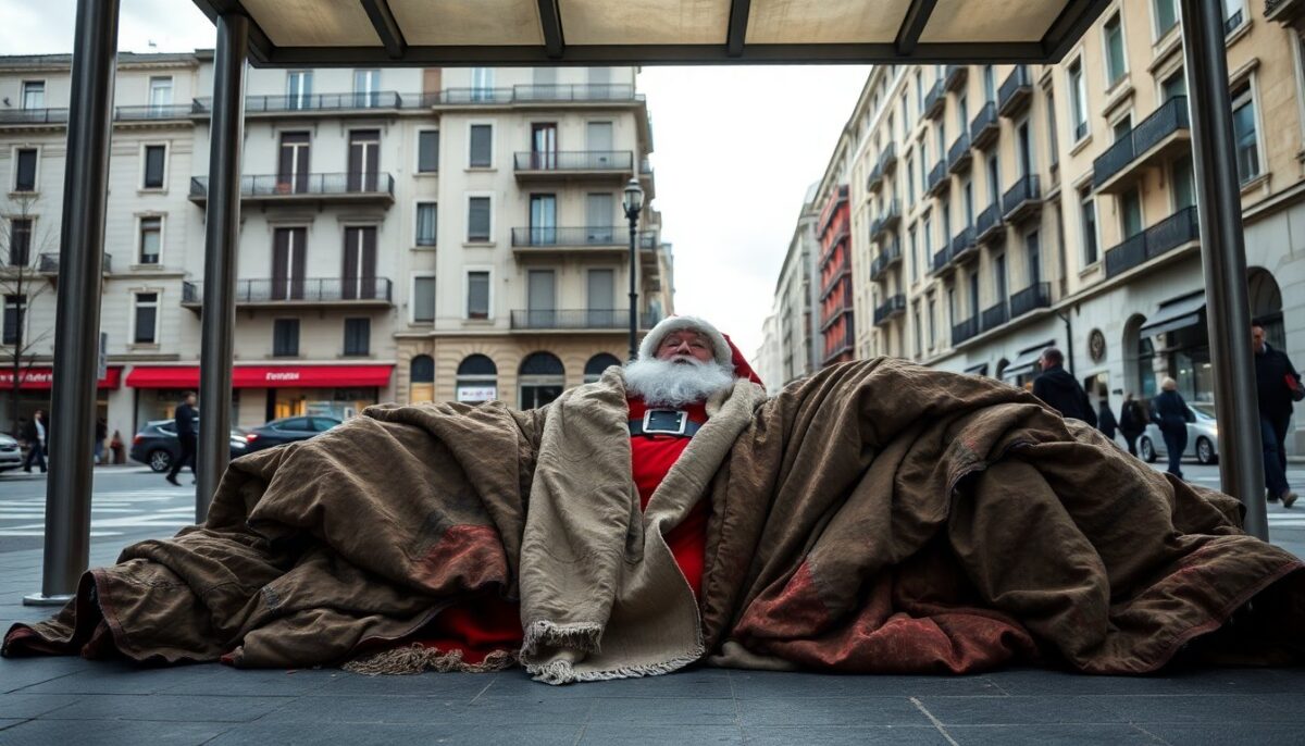 L’installazione di Babbo Natale senzatetto a Milano: un’iniziativa per la sensibilizzazione sociale