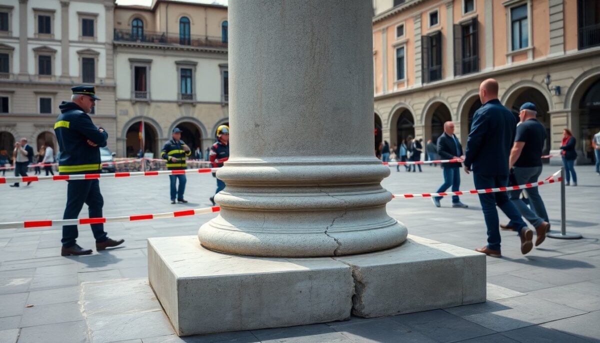 Intervento Immediato per la Riparazione della Crepa nella Colonna di Piazza Ducale