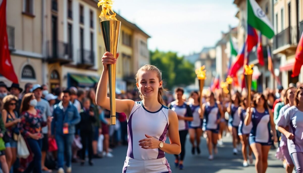 Elisa Zilio tra i tedofori della staffetta olimpica a Legnano