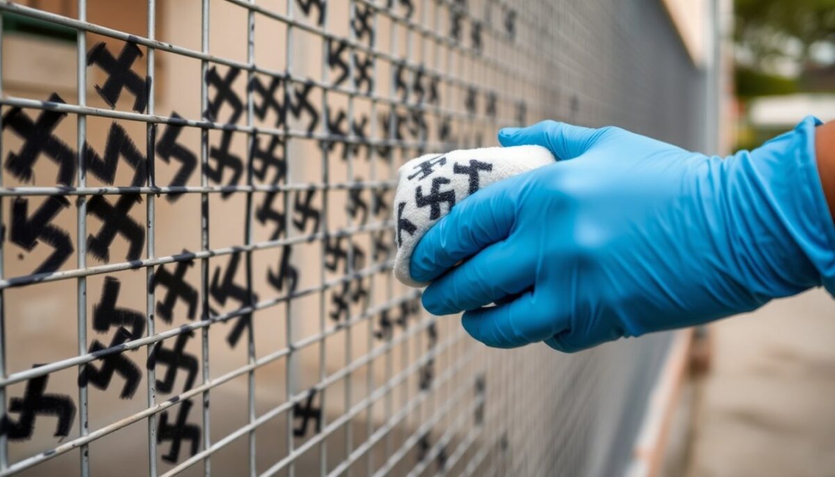 svastiche sulla recinzione della scuola morante, reazioni e rimozione immediata