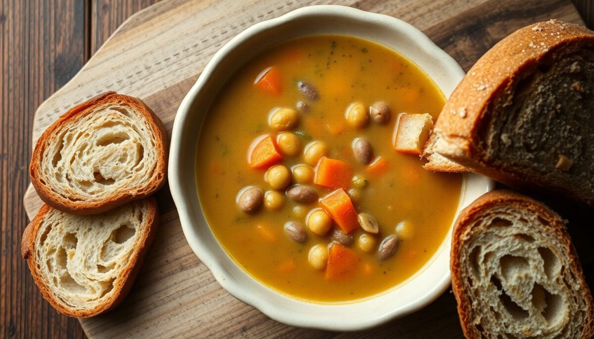 Zuppa di legumi e pane fermentato: bontà sostenibile dal territorio