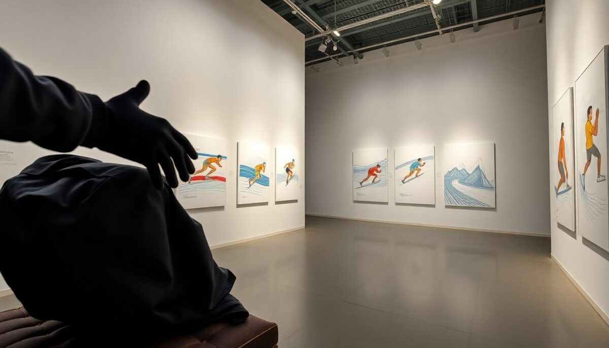 Mostra sugli sport invernali a Milano: illustrazione e dinamica visiva