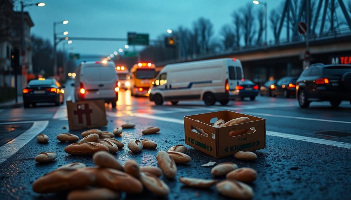 Scontro a Viale Scarampo: furgone del pane ribaltato e code verso l’autostrada