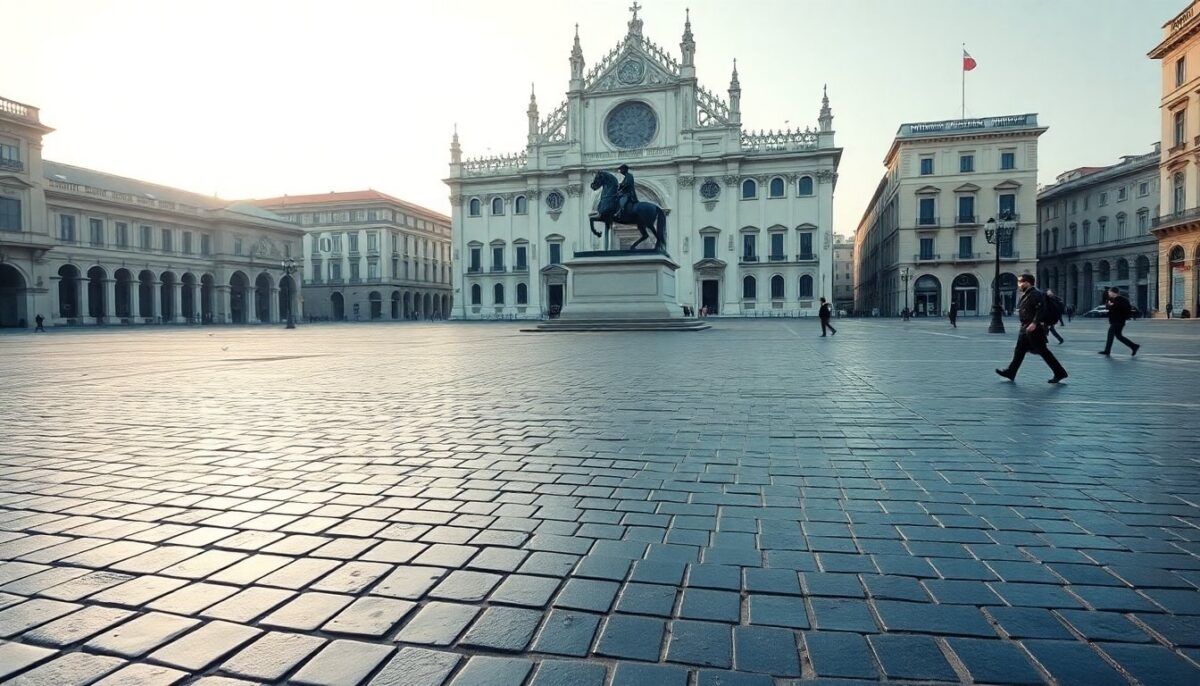 Uomo in stato di alterazione sale sul monumento equestre in piazza Duomo a Milano