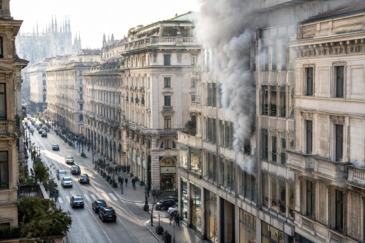 Fumo dal sottosuolo invade negozio di abbigliamento a Milano
