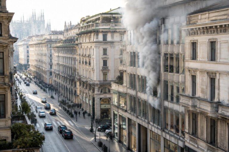 Fumo dal sottosuolo invade negozio di abbigliamento a Milano