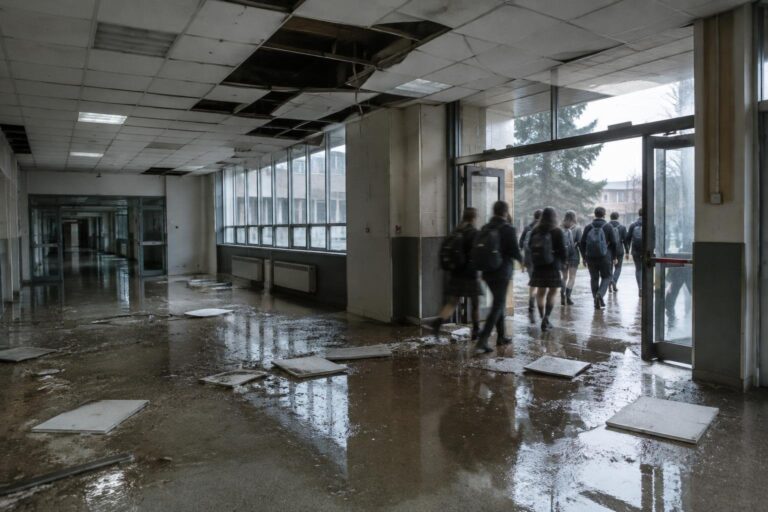 Infiltrazioni e controsoffitti ceduti al Levi di Bollate