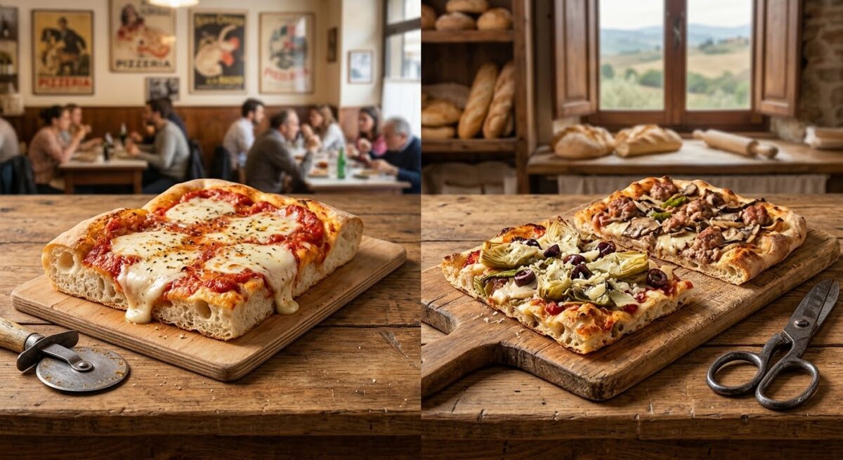 Differenza tra pizza al trancio di Milano e la pizza al taglio toscana