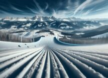 Atleta in azione durante una gara di snowboard cross