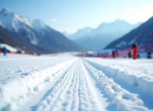 Atleti di biathlon in azione nelle montagne dell'Alto Adige