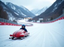 Atleti in azione durante la Coppa del Mondo di slittino a Lillehammer