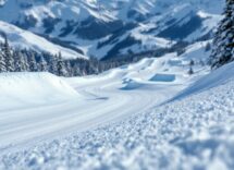 Atleti che competono nello snowboard cross su una pista innevata
