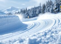 Atleti in azione durante una gara di snowboard cross