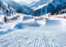 Atleti in azione durante una gara di snowboard cross