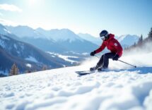 Atleti in gara durante una competizione di snowboard cross