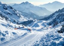 Atleti in azione durante una gara di snowboard cross