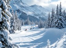 Atleti in azione durante una gara di snowboard cross