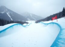 Atleti in azione durante una gara di snowboard cross a Cogne