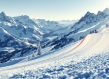 Atleti in azione durante una gara di snowboard cross