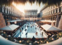 Pista di pattinaggio a Milano decorata per Natale