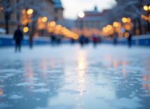 Pattinatori su ghiaccio a Ravenna durante un evento invernale