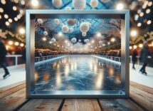 Pista di pattinaggio illuminata a Trento durante il Natale