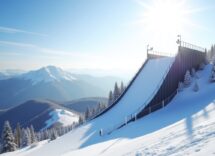 Atleti che si esibiscono nel salto con gli sci