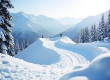 Atleti in azione durante una gara di snowboard cross