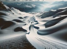 Atleta in azione durante una gara di snowboard cross