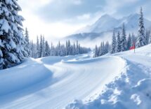 Atleta in azione durante una gara di snowboard cross