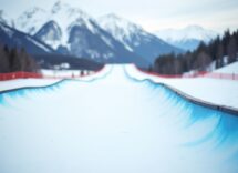 Atleti in azione durante una gara di snowboard cross