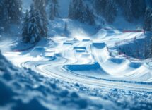 Atleti in azione durante una gara di snowboard cross