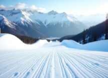 Atleta in azione durante una gara di snowboard cross