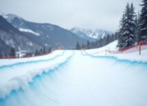 Atleti in azione durante una gara di snowboard cross