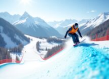 Atleti in azione durante una gara di snowboard cross