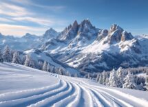 Scena di sport invernali in Italia con sciatori e paesaggi montani