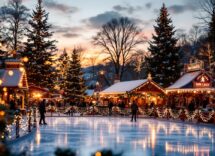 Villaggio di Natale a Monza con luci e decorazioni festive