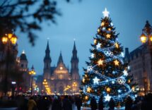 Albero di Natale illuminato a Milano per le Olimpiadi invernali