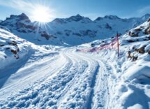 Atleti di snowboard cross in gara su una pista innevata