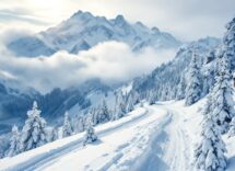 Atleta in snowboard cross durante una competizione invernale