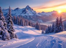 Persone che sciano in montagna durante il Capodanno