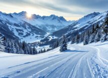 Atleti in azione durante la Coppa Europa di sci alpino in Val di Fassa
