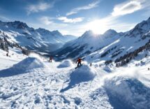 Atleti in azione durante una gara di snowboard cross a Le Grand Bornand