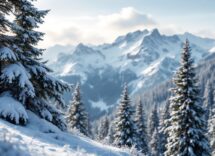 Paesaggio invernale dell'Alpe Cimbra con sportivi