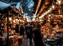 Mercatini di Natale a Bolzano con luci e decorazioni