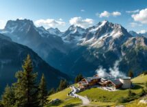 Vista panoramica delle terme alpine immerse nella natura