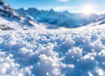 Sciatore in sicurezza sulle piste da sci in montagna